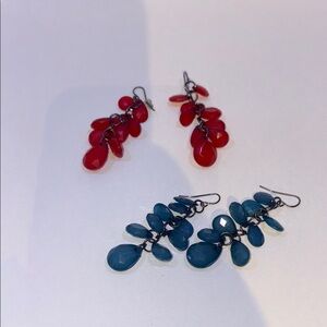 3/$20 Elegant Red and Blue Dangle Earrings